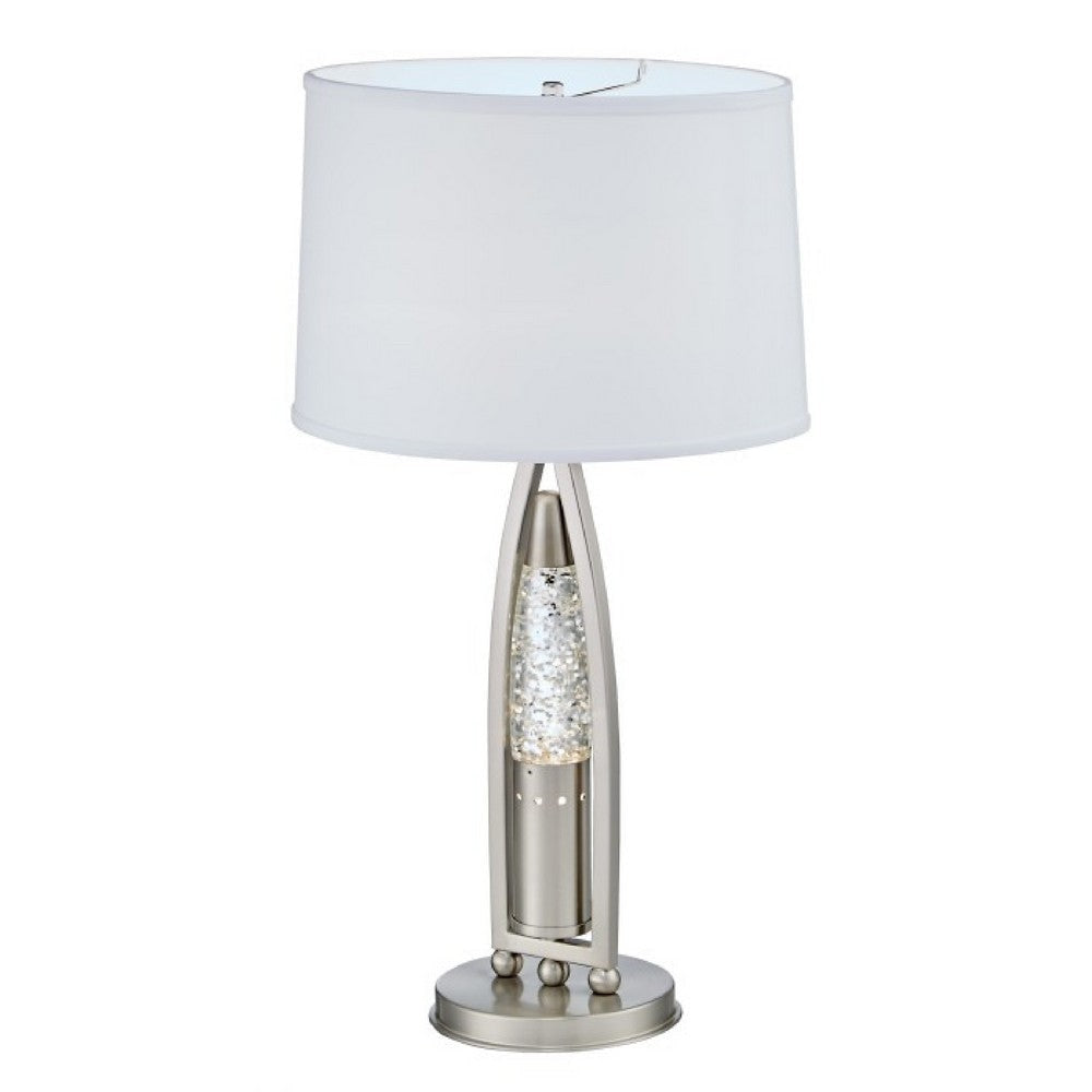 Danie Table Lamp | 4 Way Switch | Clear Glass Tube | Silver Metal 28’’ BM336075