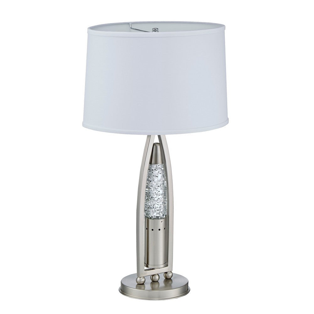 Danie Table Lamp | 4 Way Switch | Clear Glass Tube | Silver Metal 28’’ BM336075