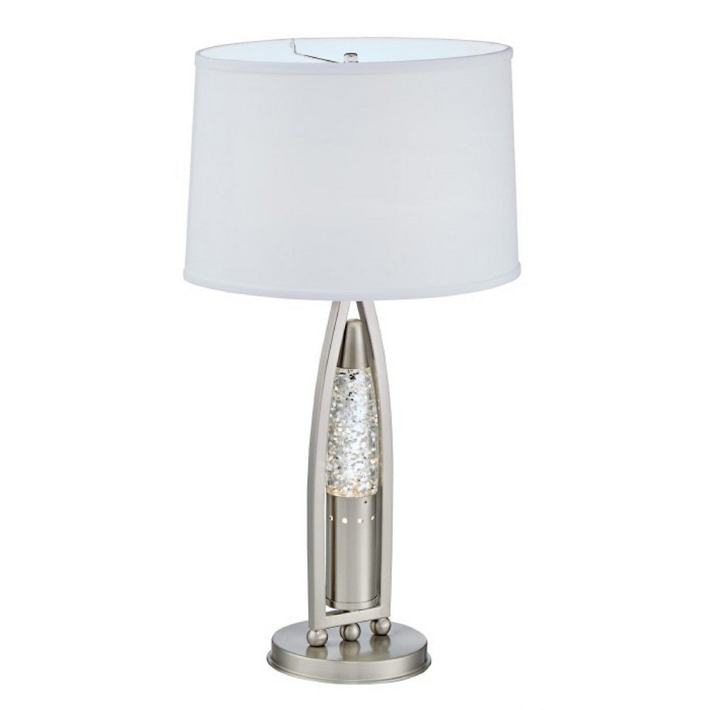 Danie Table Lamp | 4 Way Switch | Clear Glass Tube | Silver Metal 28’’ BM336075