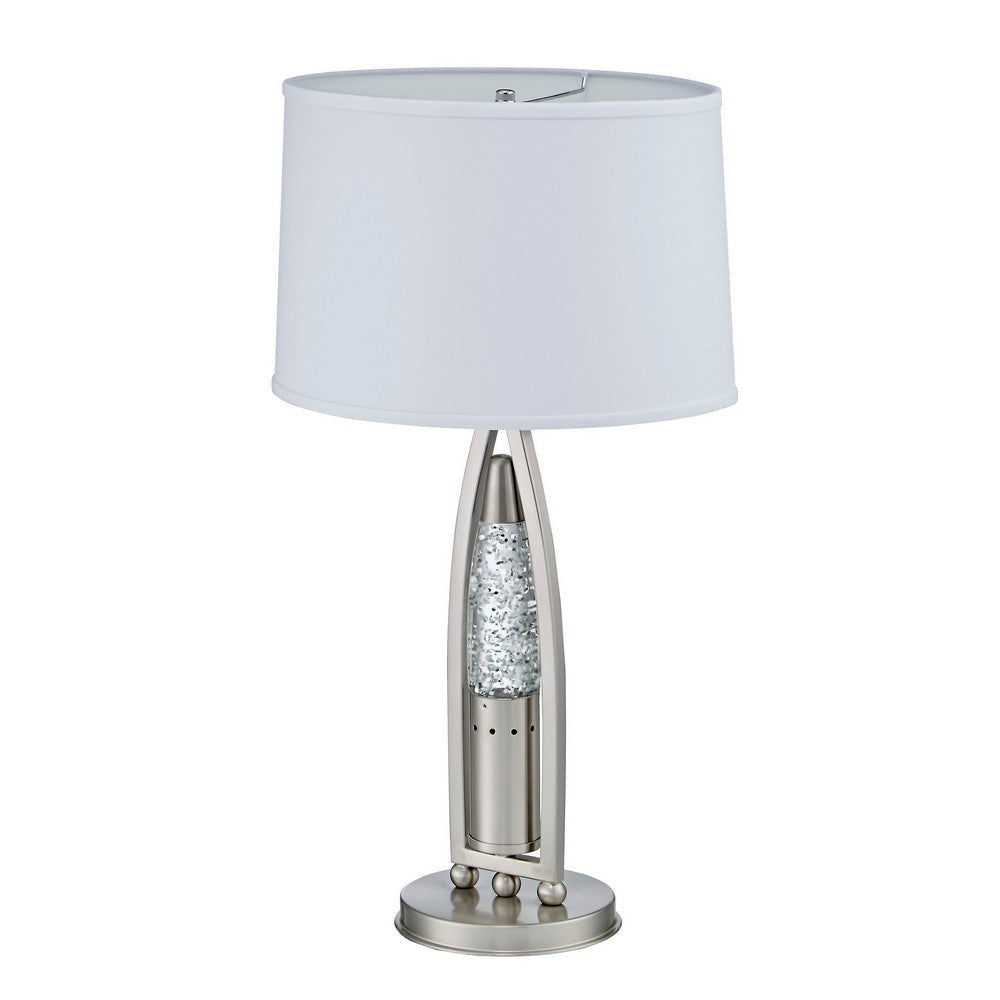 Danie Table Lamp | 4 Way Switch | Clear Glass Tube | Silver Metal 28"