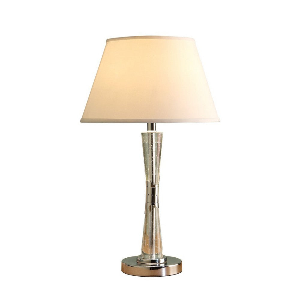 Terry Table Lamp with Bubble Infused Glass Tube | Chrome Metal 27’’ BM336076