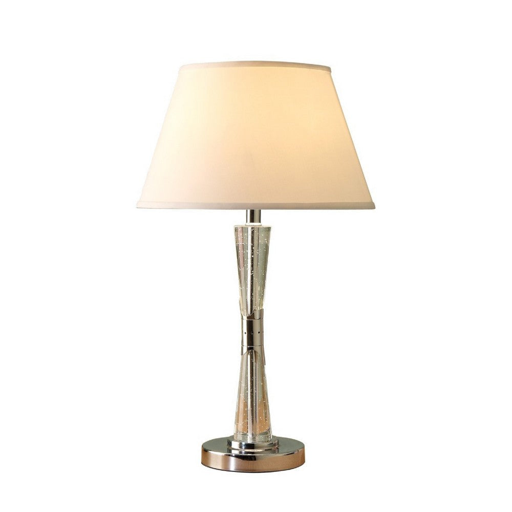 Terry Table Lamp with Bubble Infused Glass Tube | Chrome Metal 27"