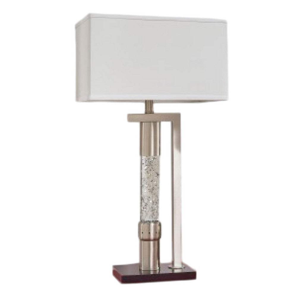 Mandy Table Lamp with Ripple Textured Glass Tube | Silver Metal 29’’ BM336077