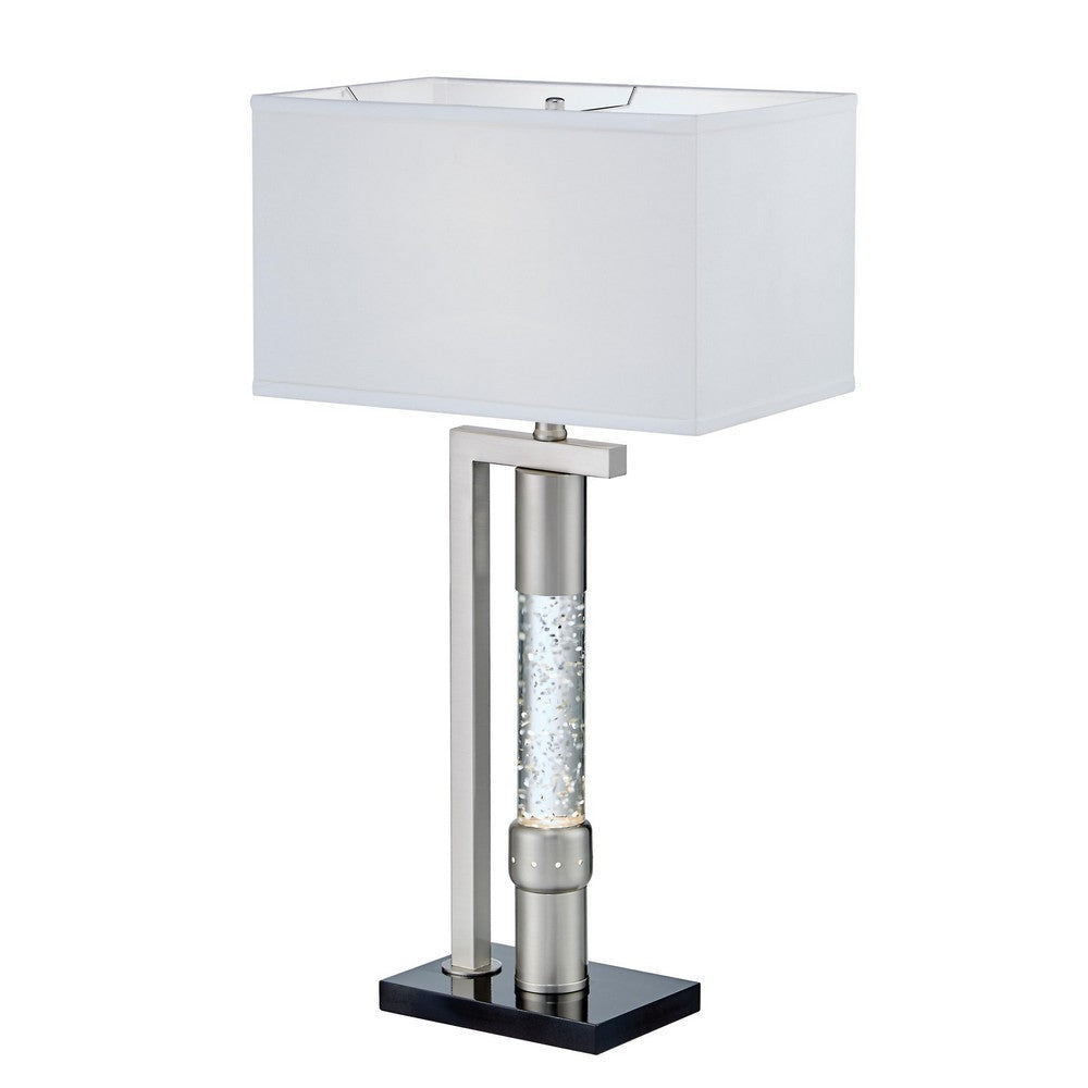 Mandy Table Lamp with Ripple Textured Glass Tube | Silver Metal 29’’ BM336077