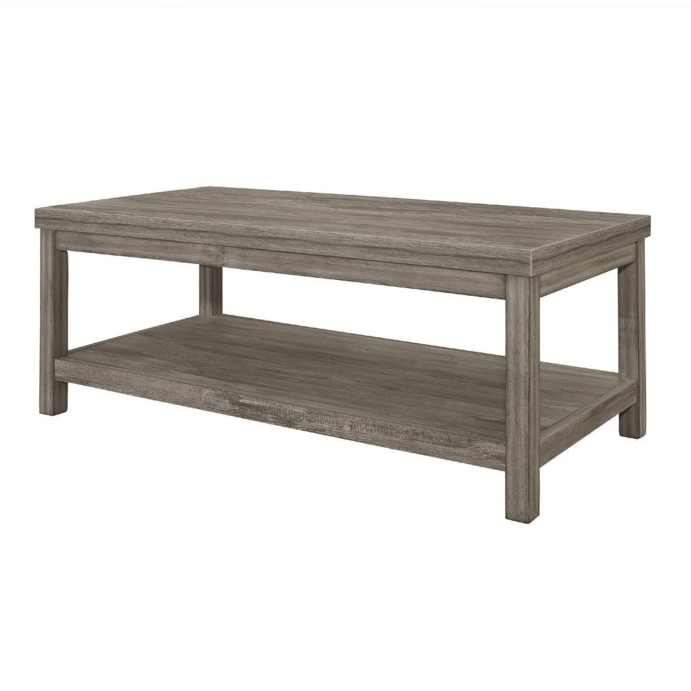 Rie 3pc Coffee Table Set with 2 End Tables | Lower Shelves | Gray Wood BM336083