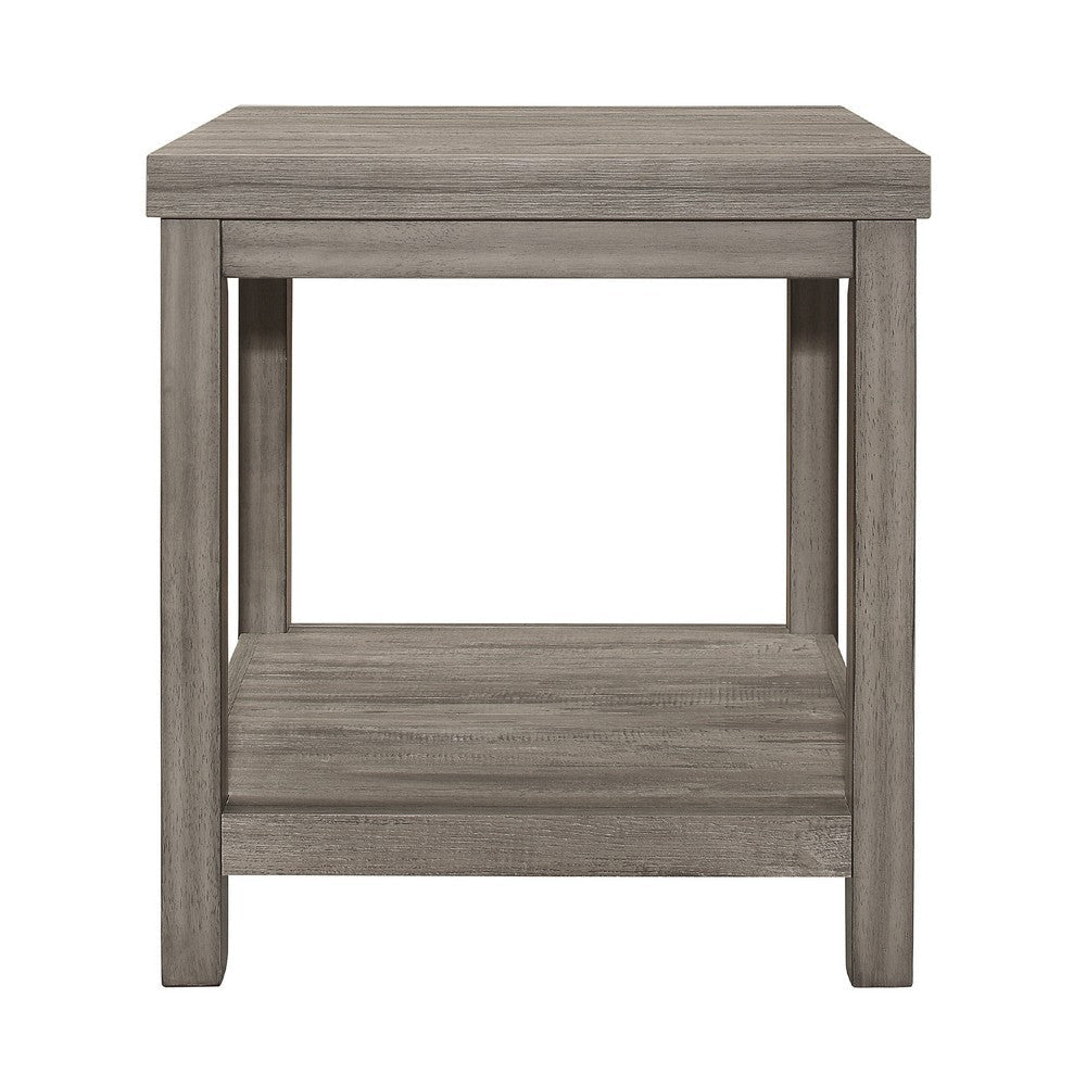 Rie 3pc Coffee Table Set with 2 End Tables | Lower Shelves | Gray Wood BM336083