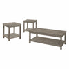 Rie 3pc Coffee Table Set with 2 End Tables | Lower Shelves | Gray Wood
