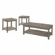 Rie 3pc Coffee Table Set with 2 End Tables | Lower Shelves | Gray Wood