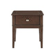 Merry End Table with USB Ports and Drawer | Brown Birch Wood 26’’ BM336084