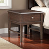 Merry End Table with USB Ports and Drawer | Brown Birch Wood 26"
