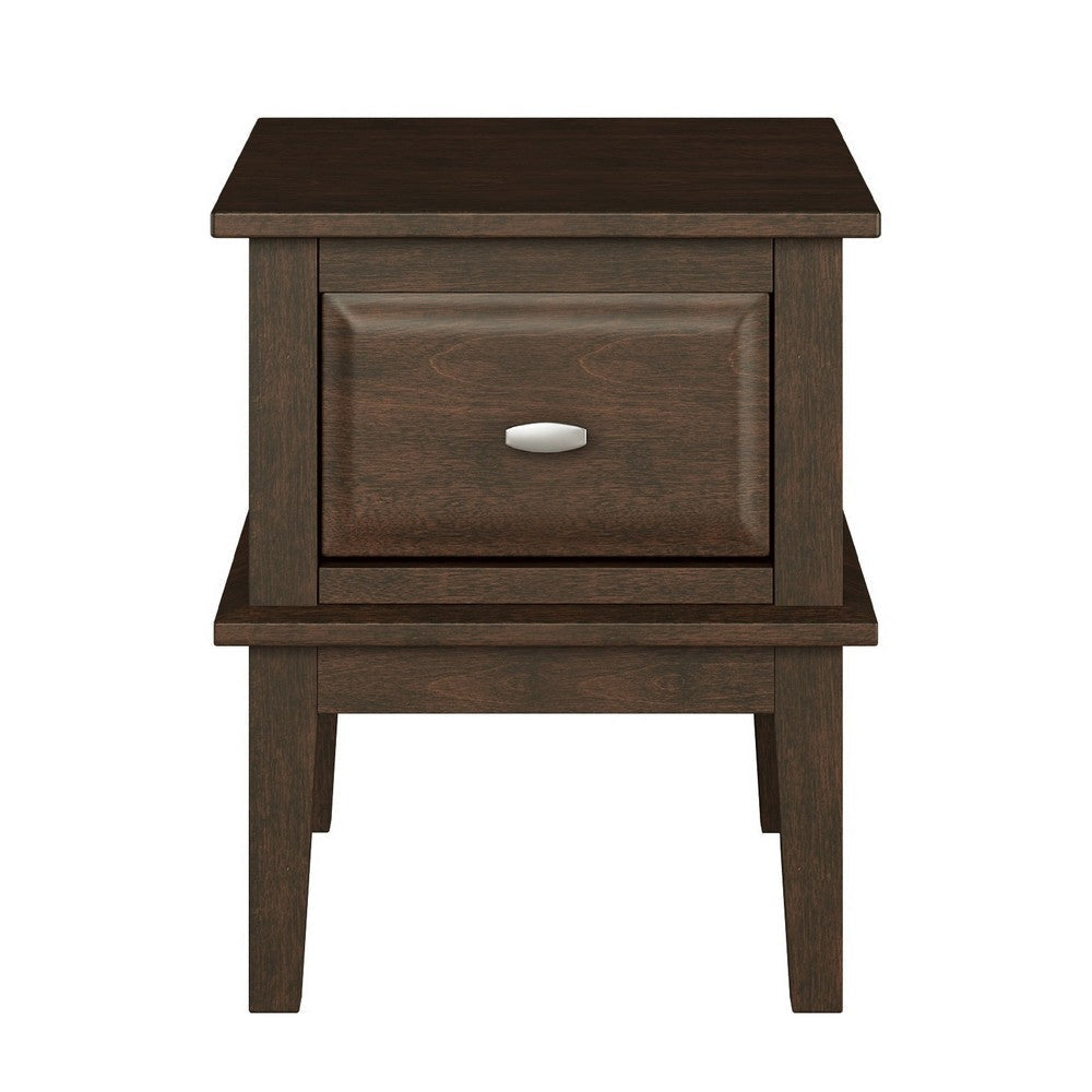 Minal End Table with 1 Drawer | Brown Cherry Birch Wood 24’’ BM336086