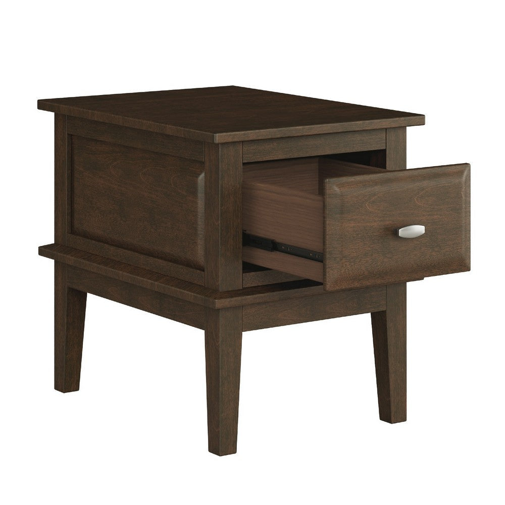 Minal End Table with 1 Drawer | Brown Cherry Birch Wood 24’’ BM336086