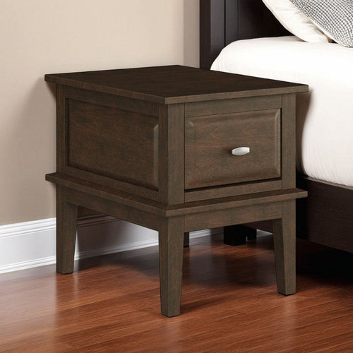 Minal End Table with 1 Drawer | Brown Cherry Birch Wood 24"