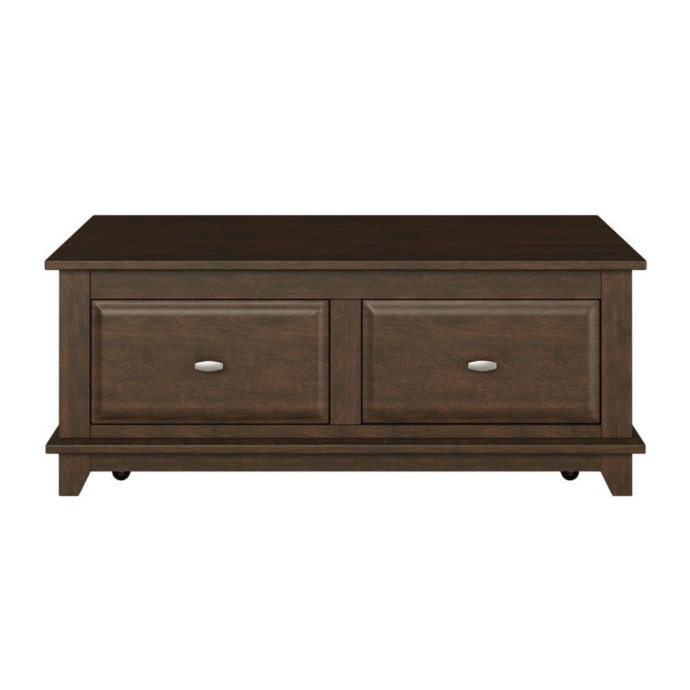 Minal Lift Top Coffee Table on Wheels| 2 Drawers | Brown 48’’ BM336087