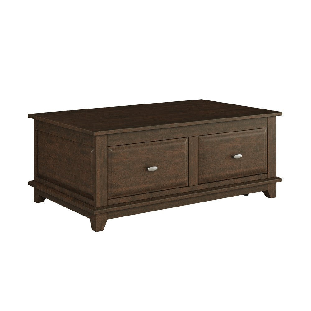 Minal Lift Top Coffee Table on Wheels| 2 Drawers | Brown 48"