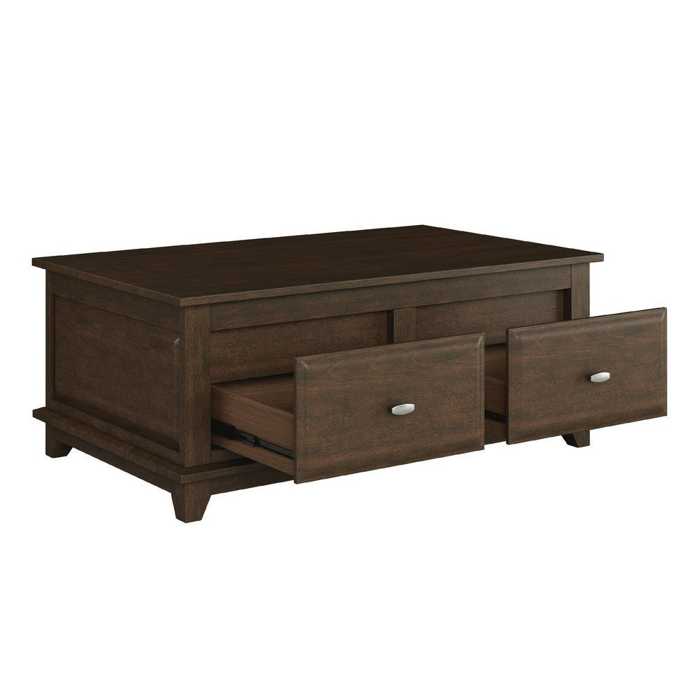 Minal Lift Top Coffee Table on Wheels| 2 Drawers | Brown 48’’ BM336087