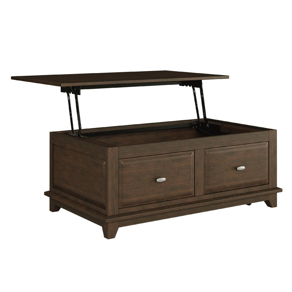 Minal Lift Top Coffee Table on Wheels| 2 Drawers | Brown 48’’ BM336087