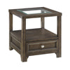 Berny End Table with Glass Top and Drawer | Charcoal Gray 26"