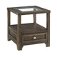 Berny End Table with Glass Top and Drawer | Charcoal Gray 26"