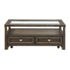 Berny Coffee Table | 2 Drawer and Glass Top | Charcoal Gray 46"