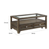 Berny Coffee Table | 2 Drawer and Glass Top | Charcoal Gray 46"