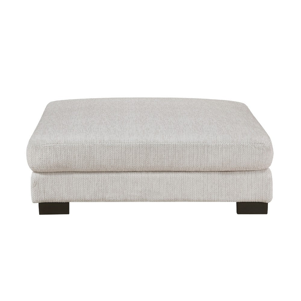 Liny Square Ottoman | 45’’ Beige Microfiber | Black Solid Wood BM336090