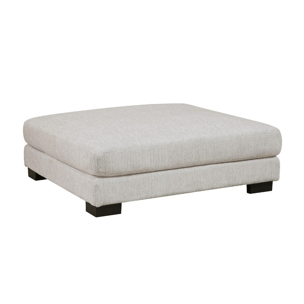 Liny Square Ottoman | 45’’ Beige Microfiber | Black Solid Wood BM336090