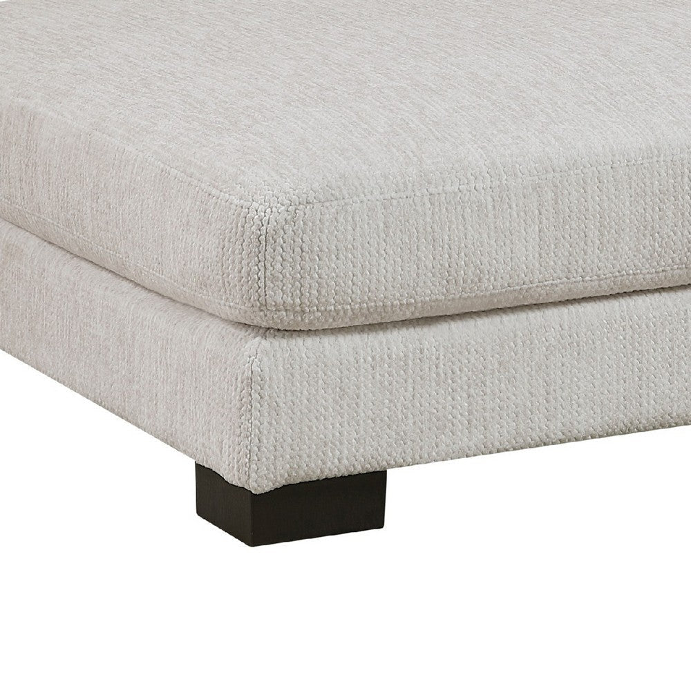 Liny Square Ottoman | 45’’ Beige Microfiber | Black Solid Wood BM336090