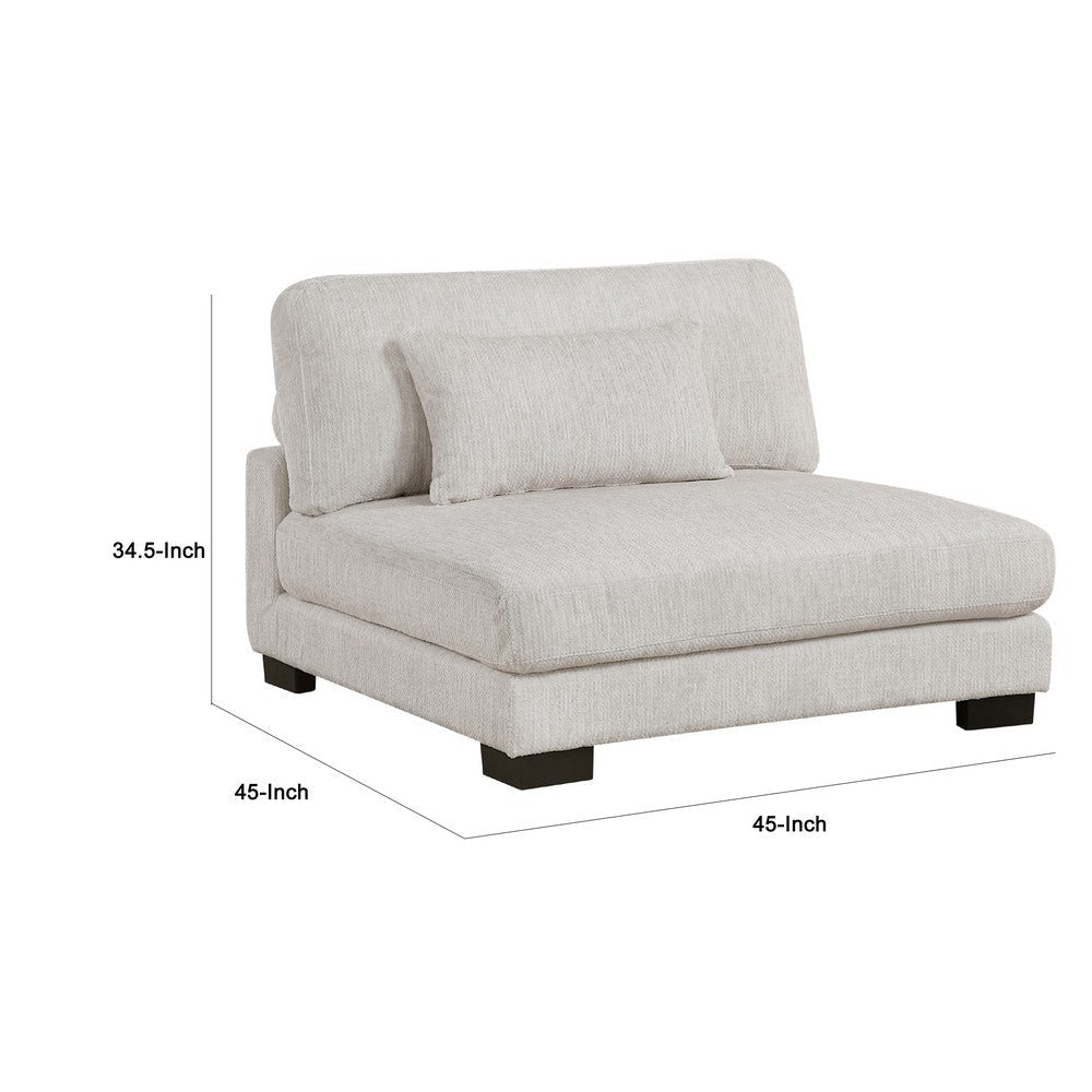 Liny Modular Armless Chair | 1 Pillow | Beige Microfiber | Black BM336091