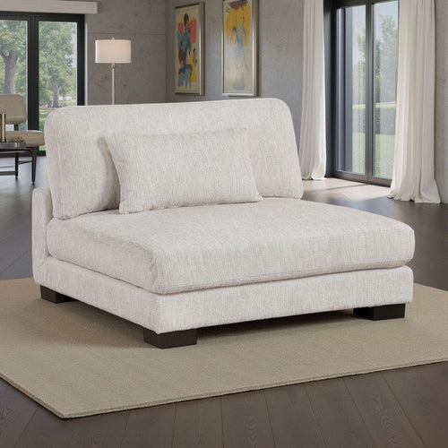 Liny Modular Armless Chair | 1 Pillow | Beige Microfiber | Black