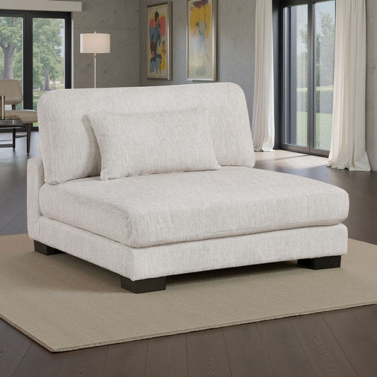 Liny Modular Armless Chair | 1 Pillow | Beige Microfiber | Black