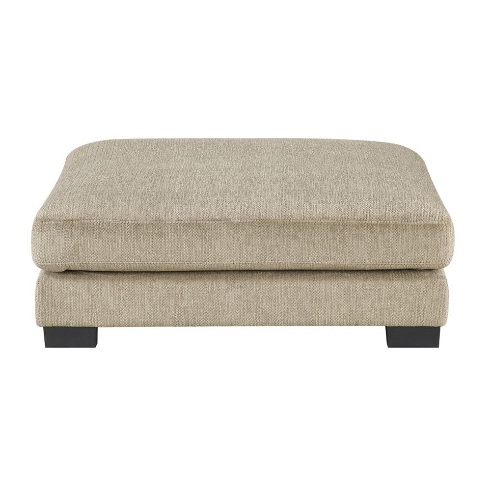 Liny Square Ottoman | 45’’ Brown Microfiber | Black Solid Wood BM336092