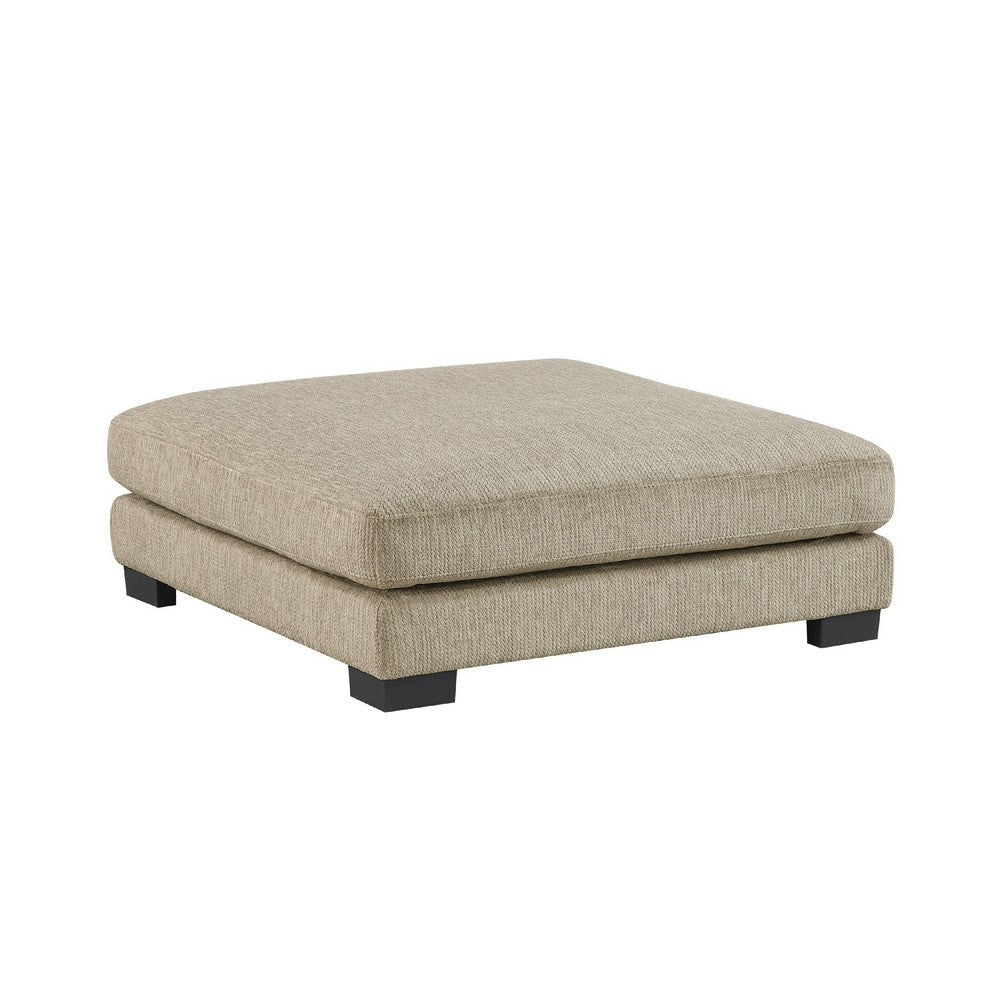 Liny Square Ottoman | 45’’ Brown Microfiber | Black Solid Wood BM336092
