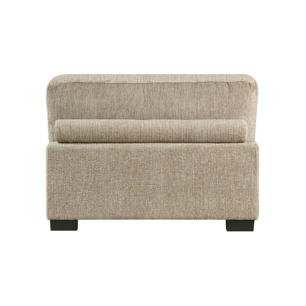 Liny Armless Chair | 1 Pillow | Brown Microfiber | Black Solid Wood BM336093