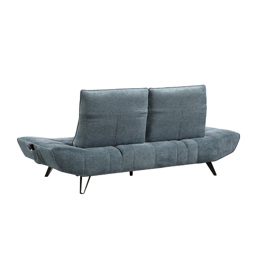 Kyan Adjustable Depth Power Reclining Sofa | 2 Pillows Blue Chenille BM336094