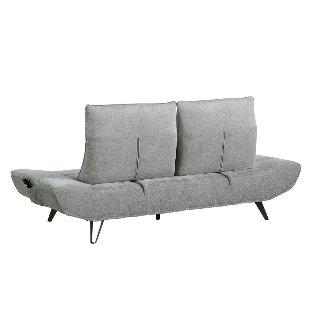Kyan Adjustable Depth Power Reclining Sofa | 2 Pillows Gray Chenille BM336095