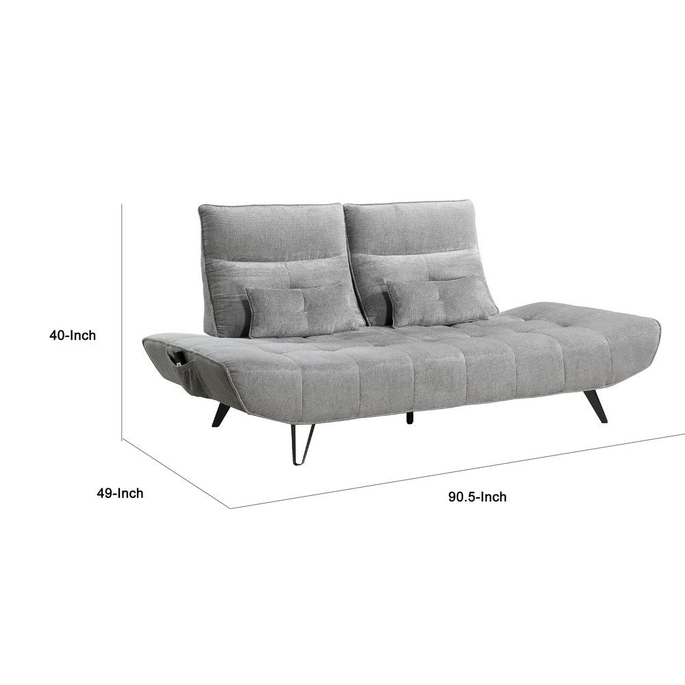 Kyan Adjustable Depth Power Reclining Sofa | 2 Pillows Gray Chenille BM336095