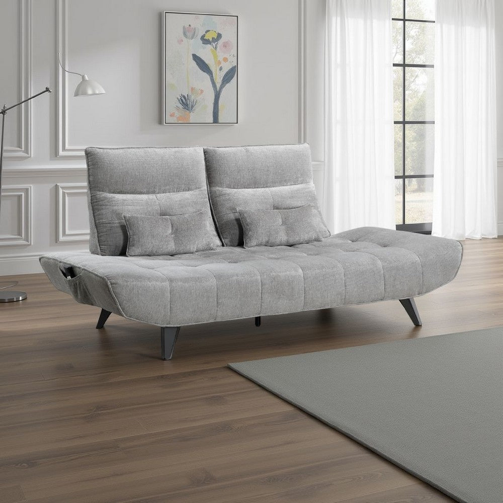 Kyan Adjustable Depth Power Reclining Sofa | 2 Pillows Gray Chenille