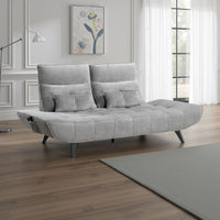 Kyan Adjustable Depth Power Reclining Sofa | 2 Pillows Gray Chenille