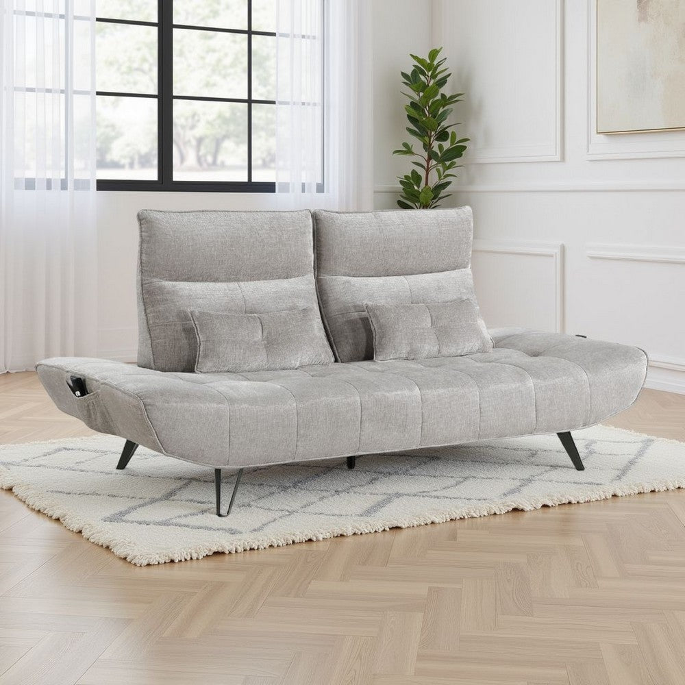 Kyan Adjustable Depth Power Recliner Sofa | Light Gray Chenille