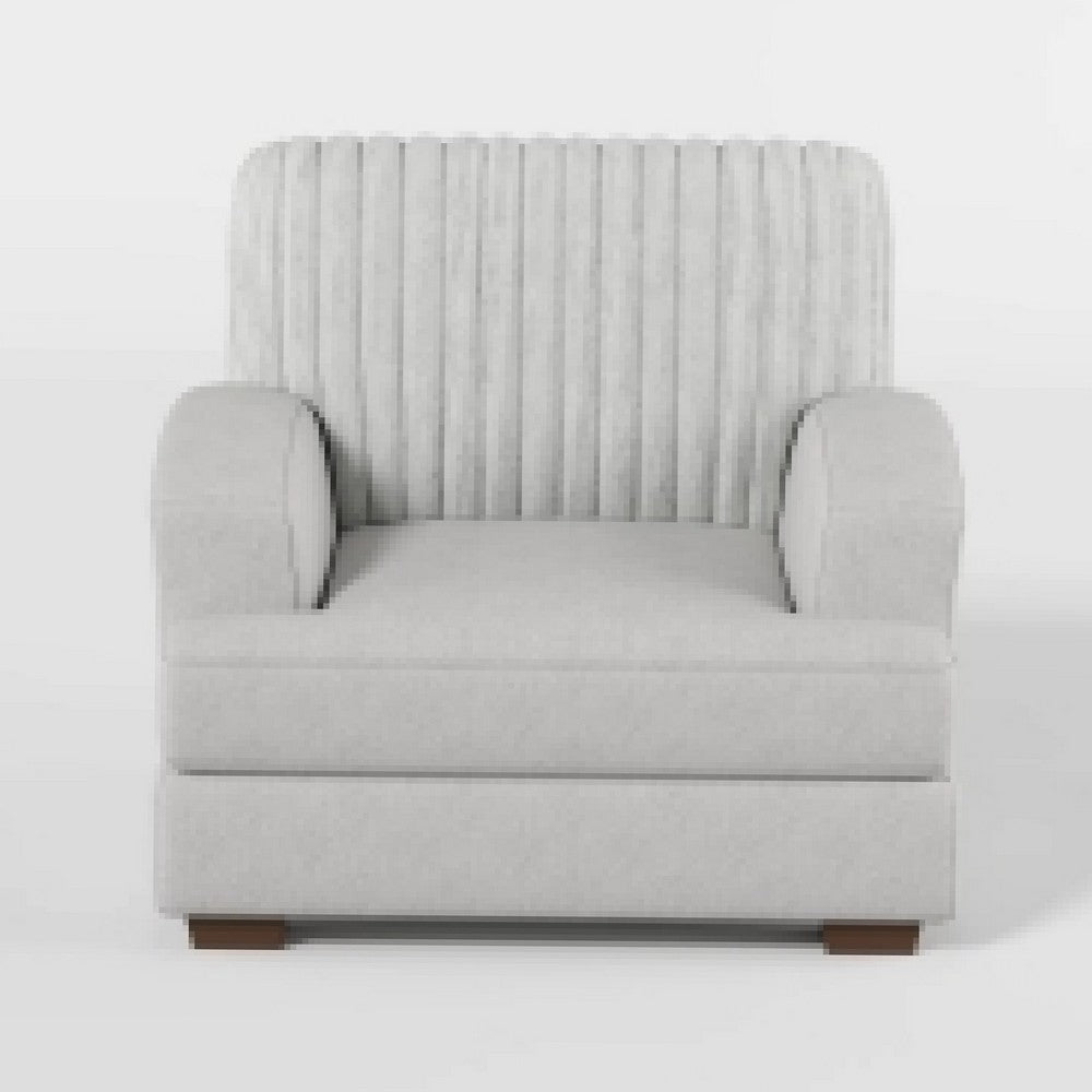 Witz Accent Armchair | Ribbed Texture Light Gray Corduroy Back BM336097