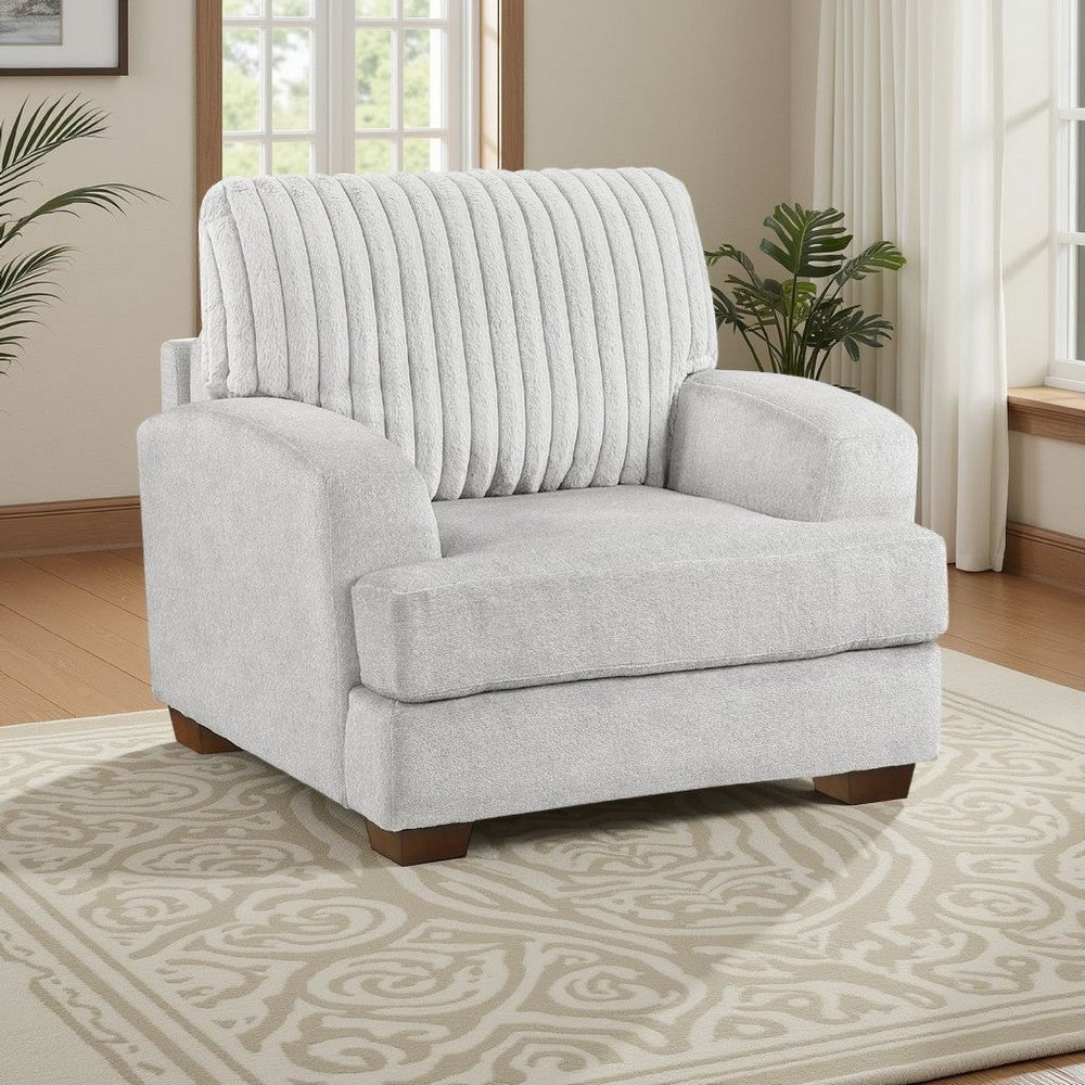 Witz Accent Armchair | Ribbed Texture Light Gray Corduroy Back