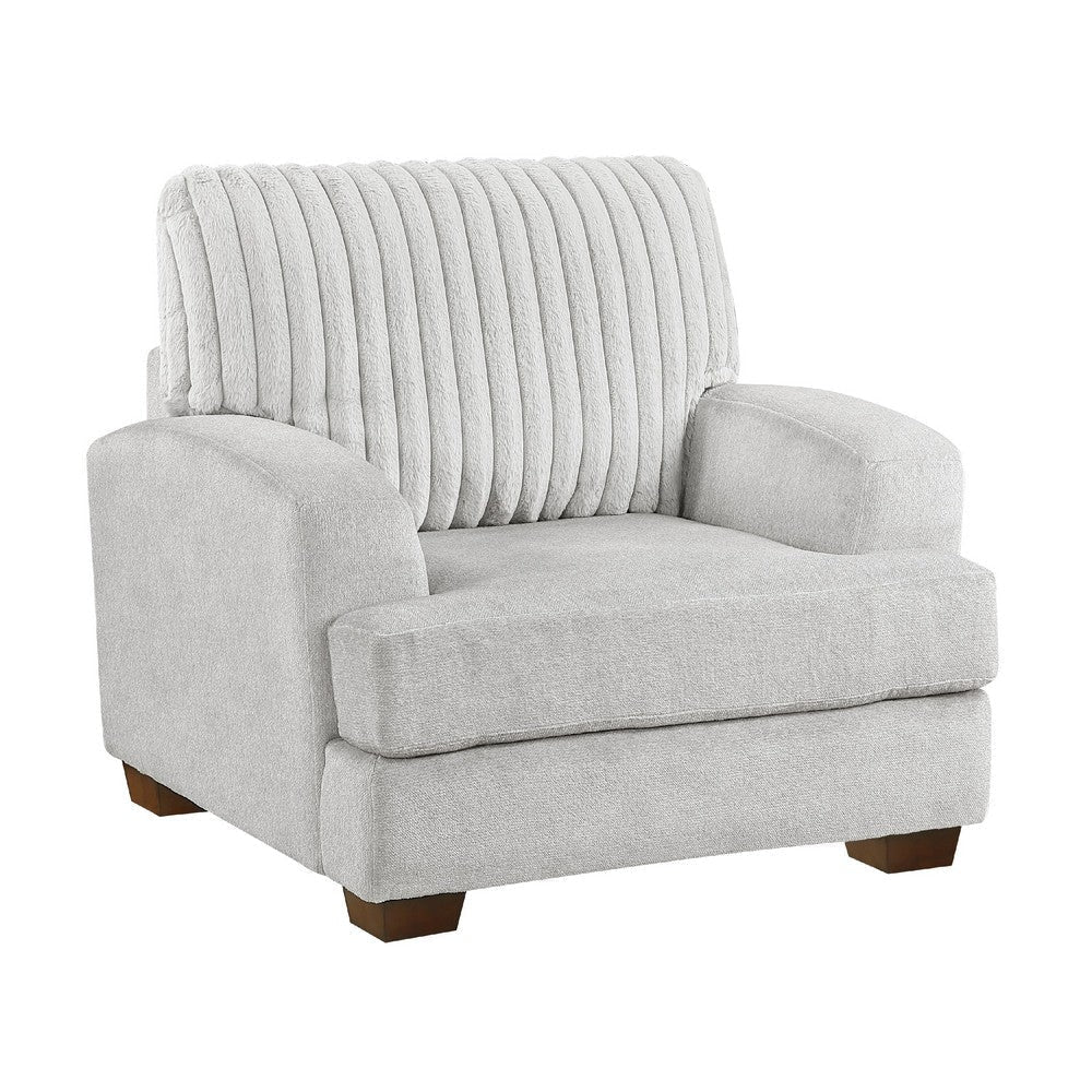 Witz Accent Armchair | Ribbed Texture Light Gray Corduroy Back