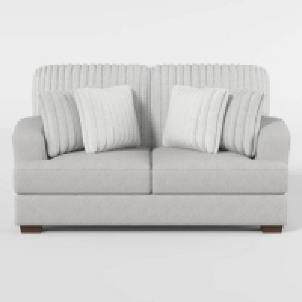 Witz Loveseat | 70’’ | 4 Pillows | Ribbed Texture Light Gray Corduroy BM336098