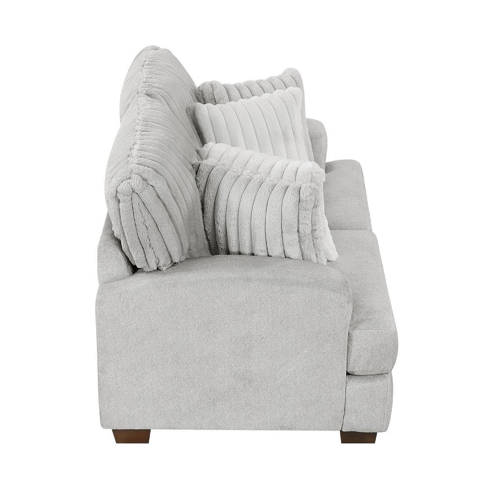 Witz Loveseat | 70’’ | 4 Pillows | Ribbed Texture Light Gray Corduroy BM336098