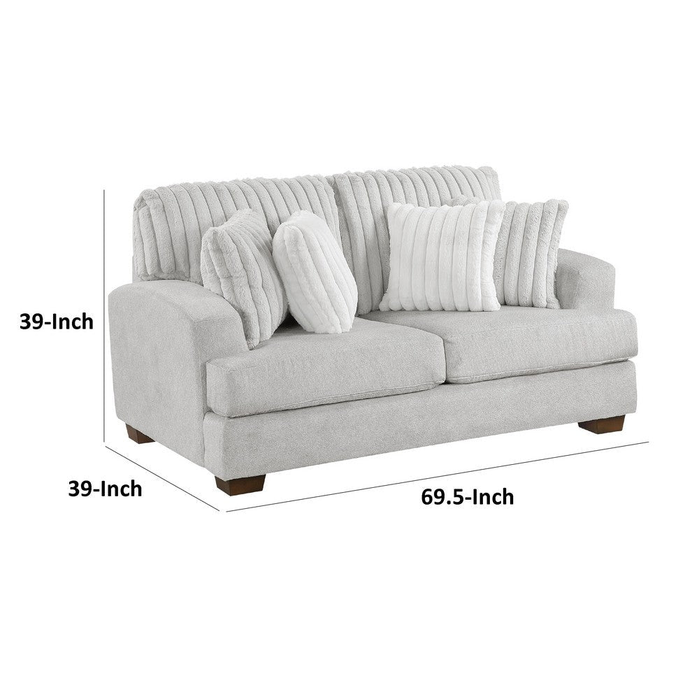 Witz Loveseat | 70’’ | 4 Pillows | Ribbed Texture Light Gray Corduroy BM336098