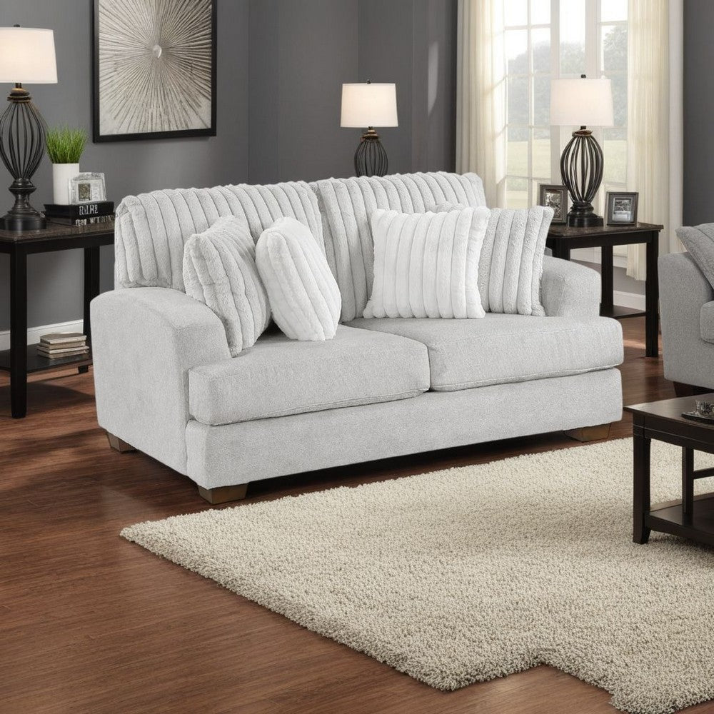 Witz Loveseat | 70" | 4 Pillows | Ribbed Texture Light Gray Corduroy