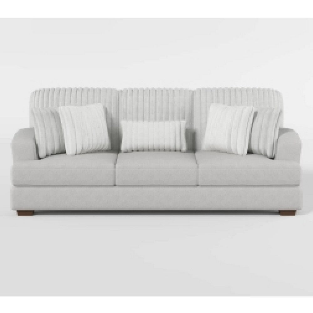 Witz Sofa | 96’’ | 5 Pillows | Ribbed Texture Light Gray Corduroy BM336099