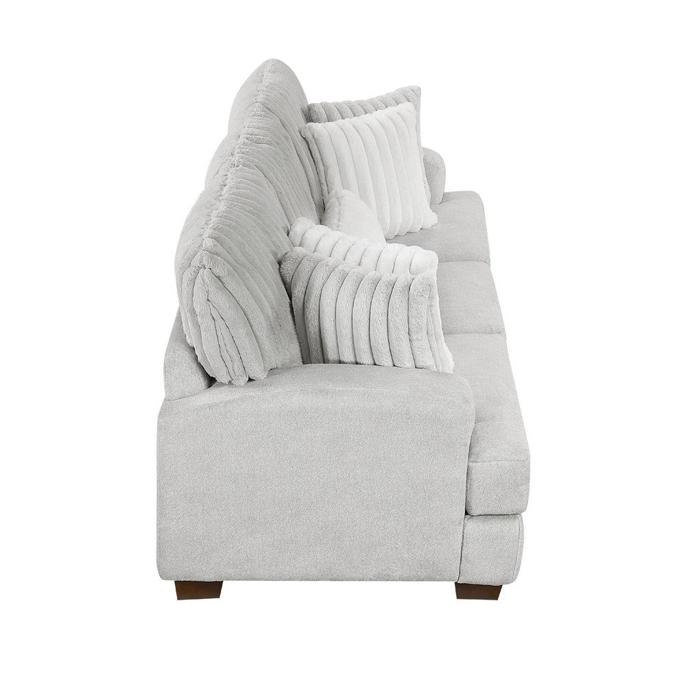 Witz Sofa | 96’’ | 5 Pillows | Ribbed Texture Light Gray Corduroy BM336099