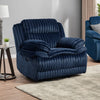 Rexy Manual Glider Recliner Chair | Textured Blue Corduroy Solid Wood